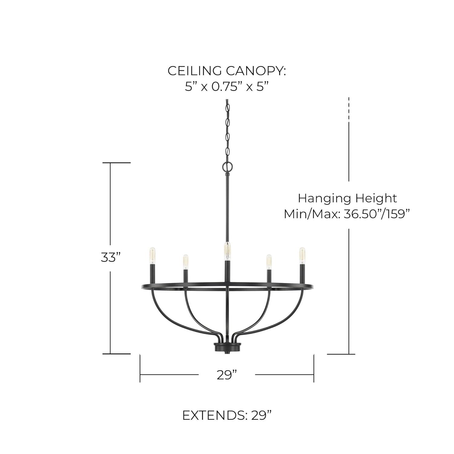 Capital Lighting 428551 Greyson 5 Light 29" Wide Taper Candle Chandelier - Black
