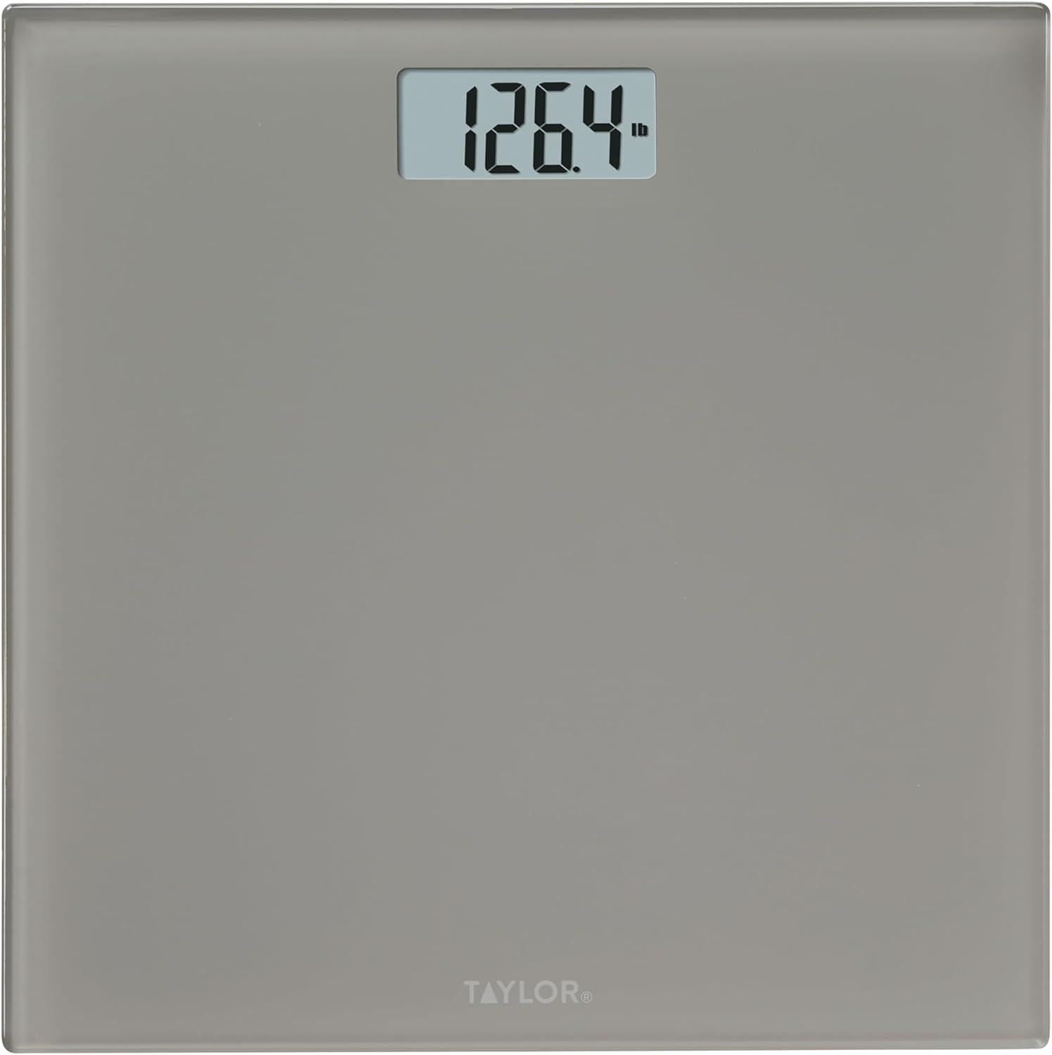 Taylor 11.0" x 11.0" Digital Glass Body Weight Scale Battery Powered, FSA HSA Eligible, 350 lb Capacity, Gray