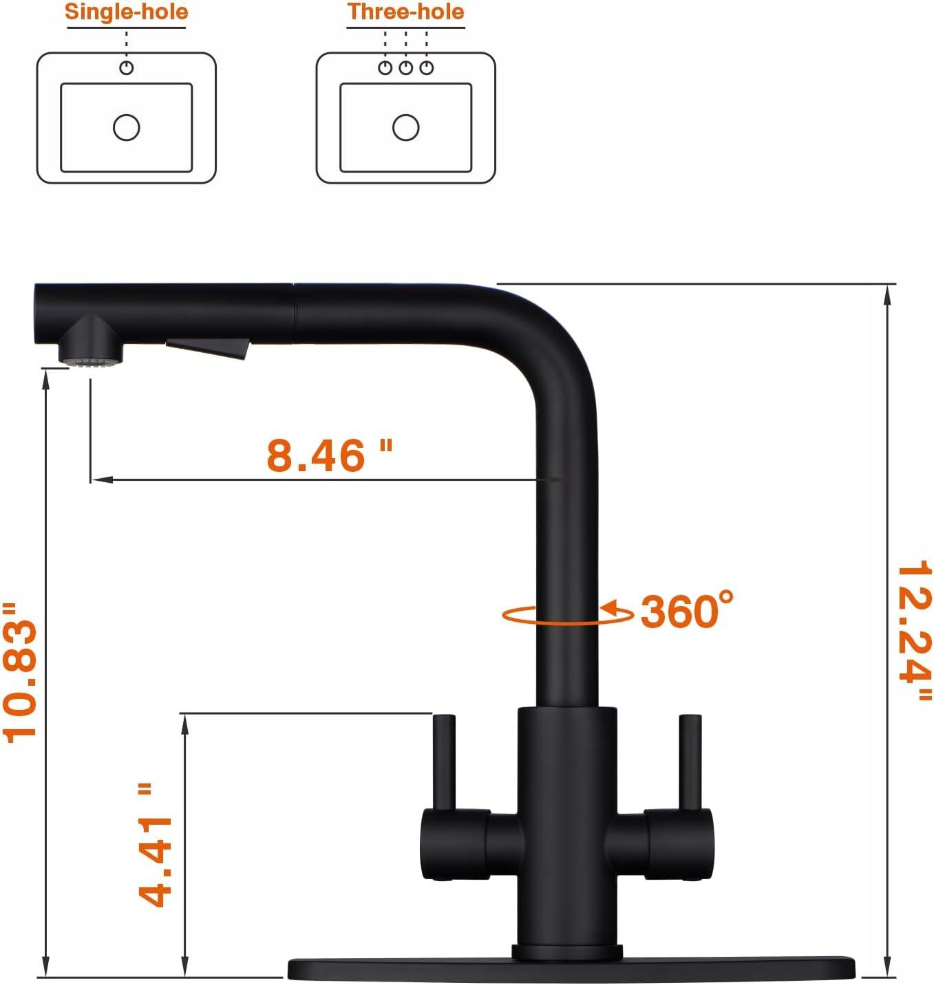 Matte Black Single Handle Pull-Out Sprayer Kitchen Faucet