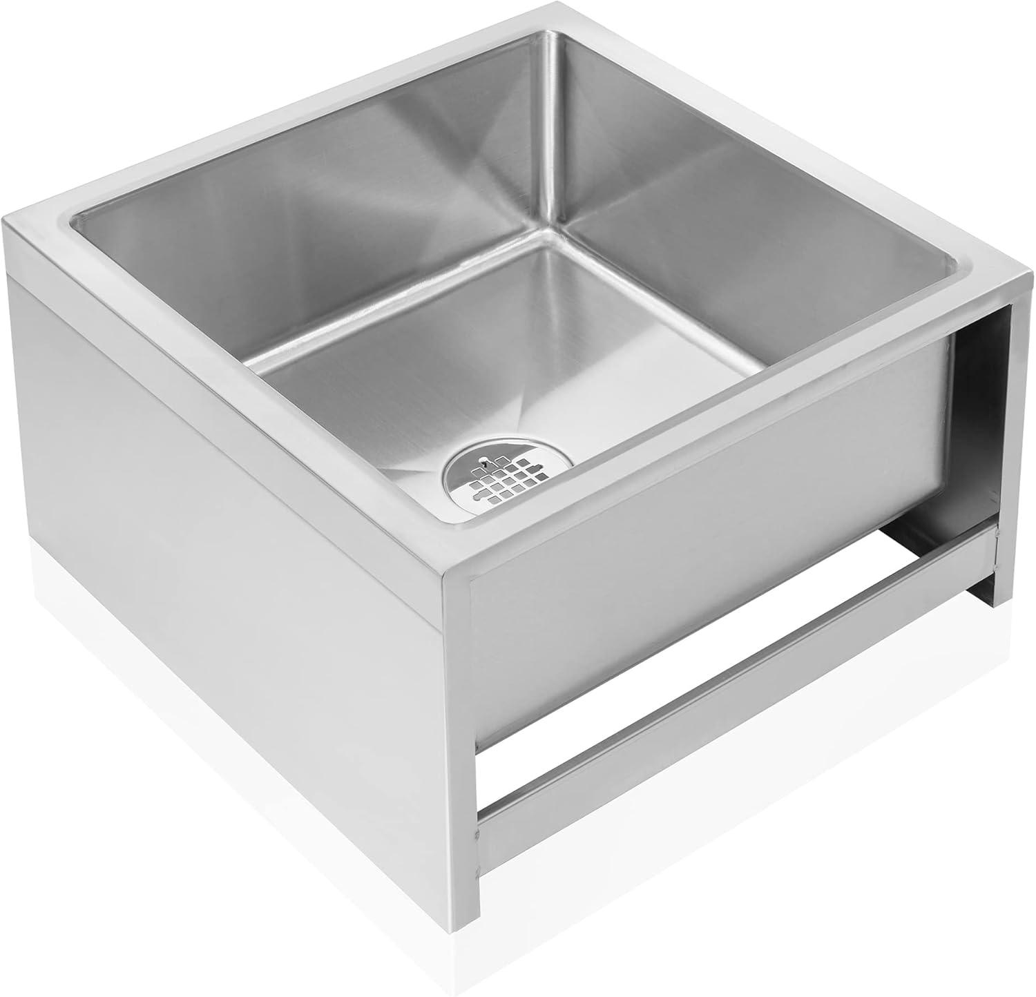 GRIDMANN 19'' L x 22'' W Floor Sink with Backsplash REST-SINK-MP-GR20