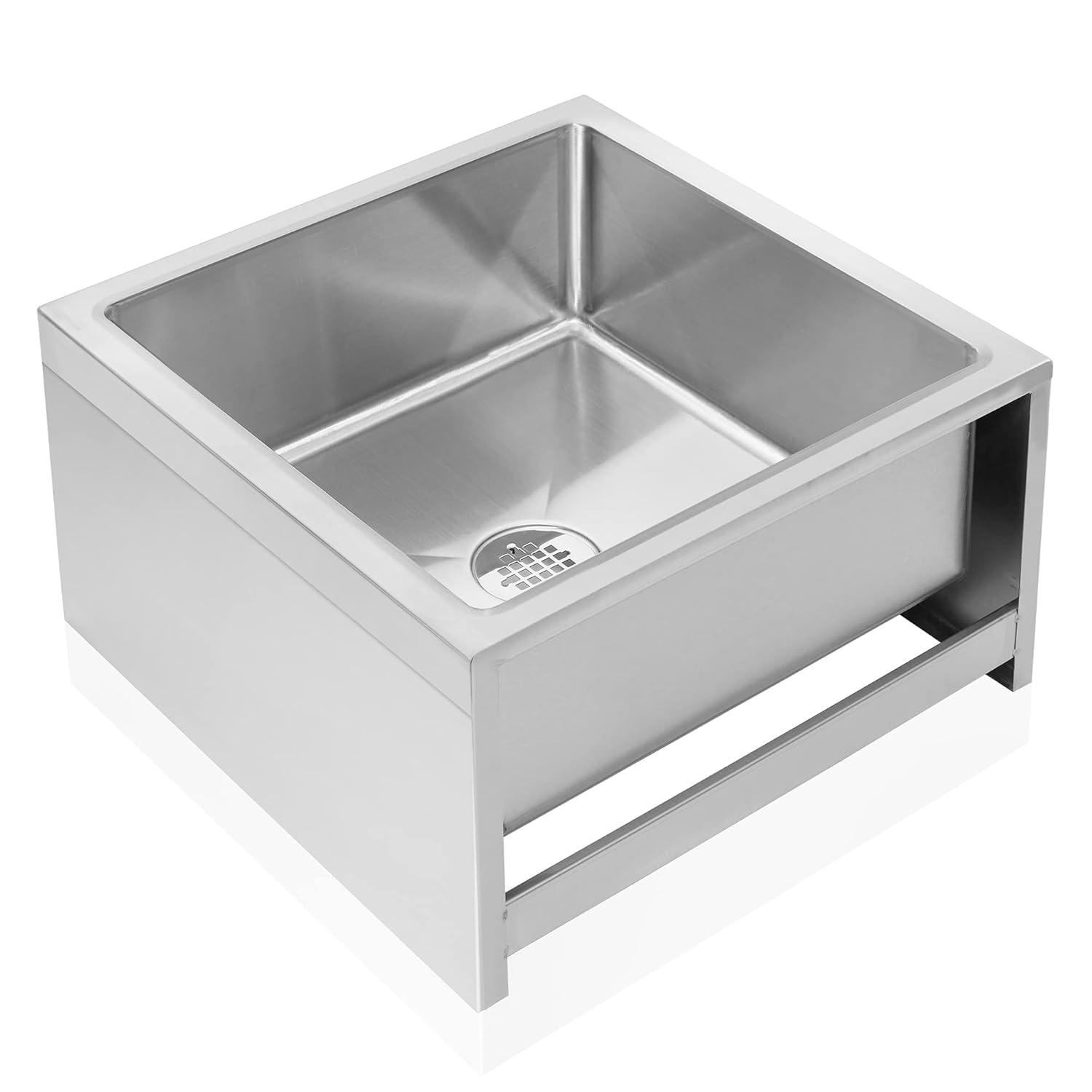 GRIDMANN 19'' L x 22'' W Floor Sink with Backsplash REST-SINK-MP-GR20
