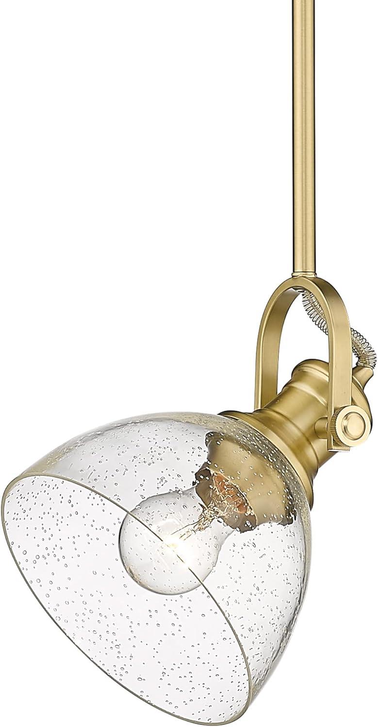 Golden Lighting Hines 1-Light Mini Pendant in Brushed Champagne Bronze with Seeded Glass
