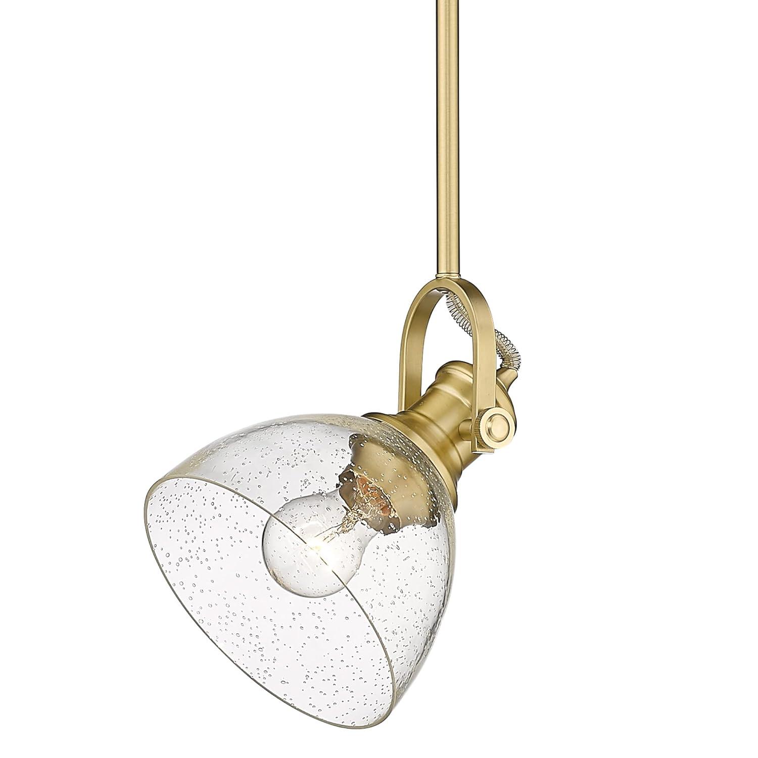 Golden Lighting Hines 1-Light Mini Pendant in Brushed Champagne Bronze with Seeded Glass