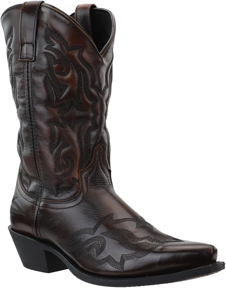 Laredo Mens Hawk Embroidered Snip Toe Cowboy  Mid Calf Boots
