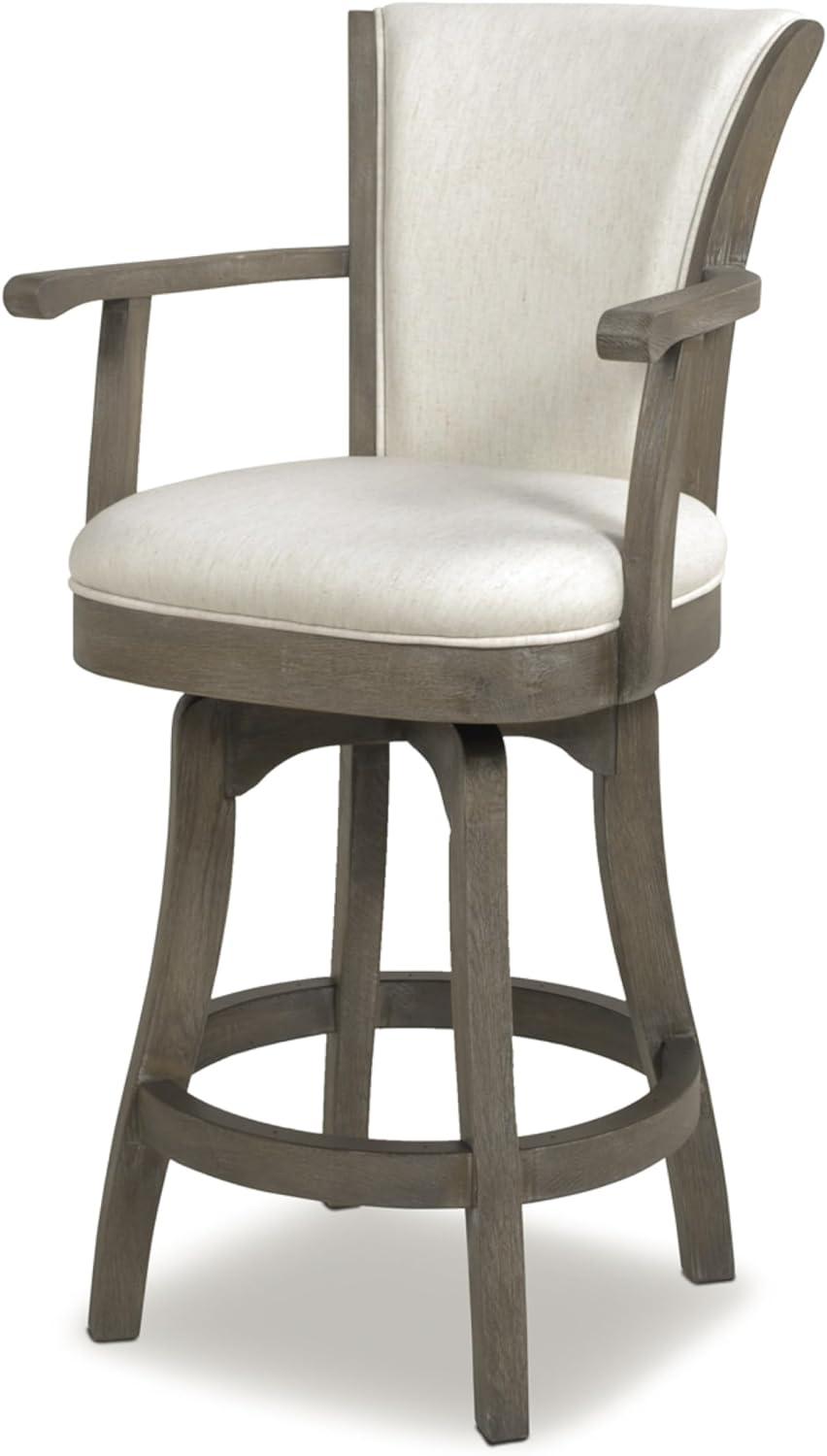 Williams Oak and Leather Swivel Bar Stool in Natural White