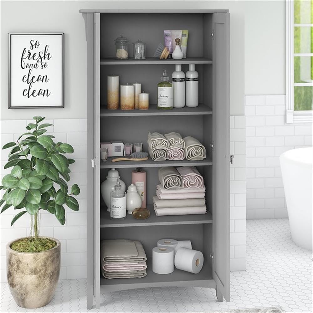 Bush Furniture Salinas Bathroom Storage Cabinet with Doors in Cape Cod Gray