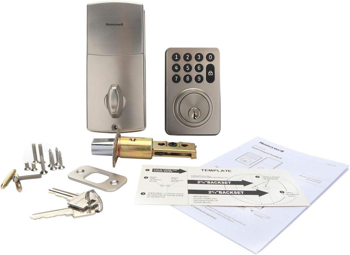 Honeywell Digital Deadbolt Door Lock with Electronic Keypad - Matte Silver: Battery Operated, Metal, Includes 2 Keys