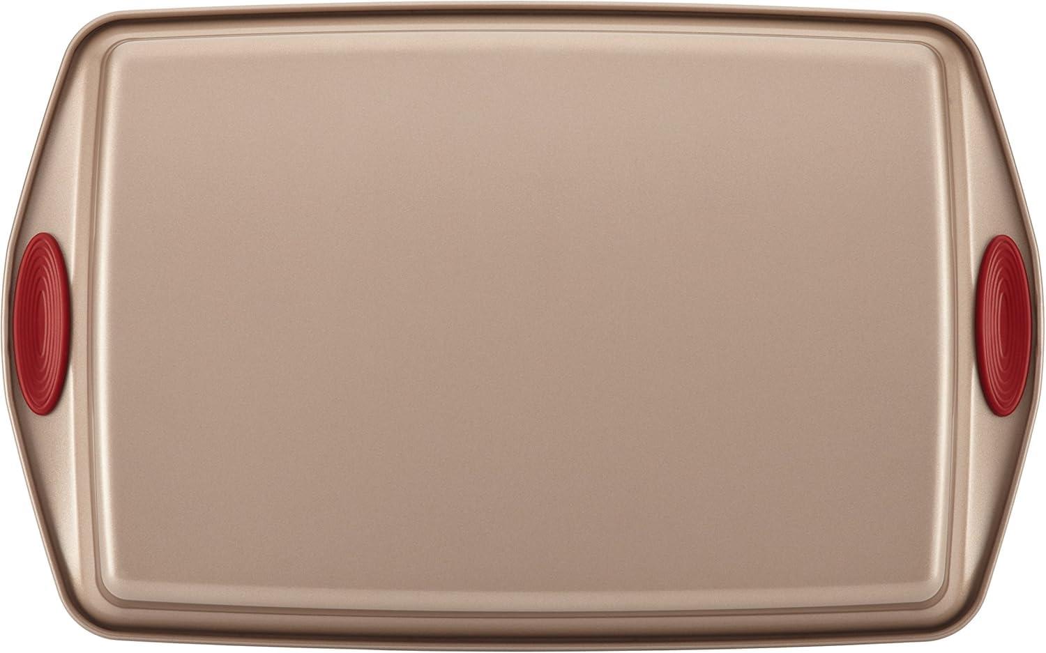 Rachael Ray Cucina Nonstick Bakeware Baking Pans Set, 10 Piece, Latte Brown and Cranberry Red