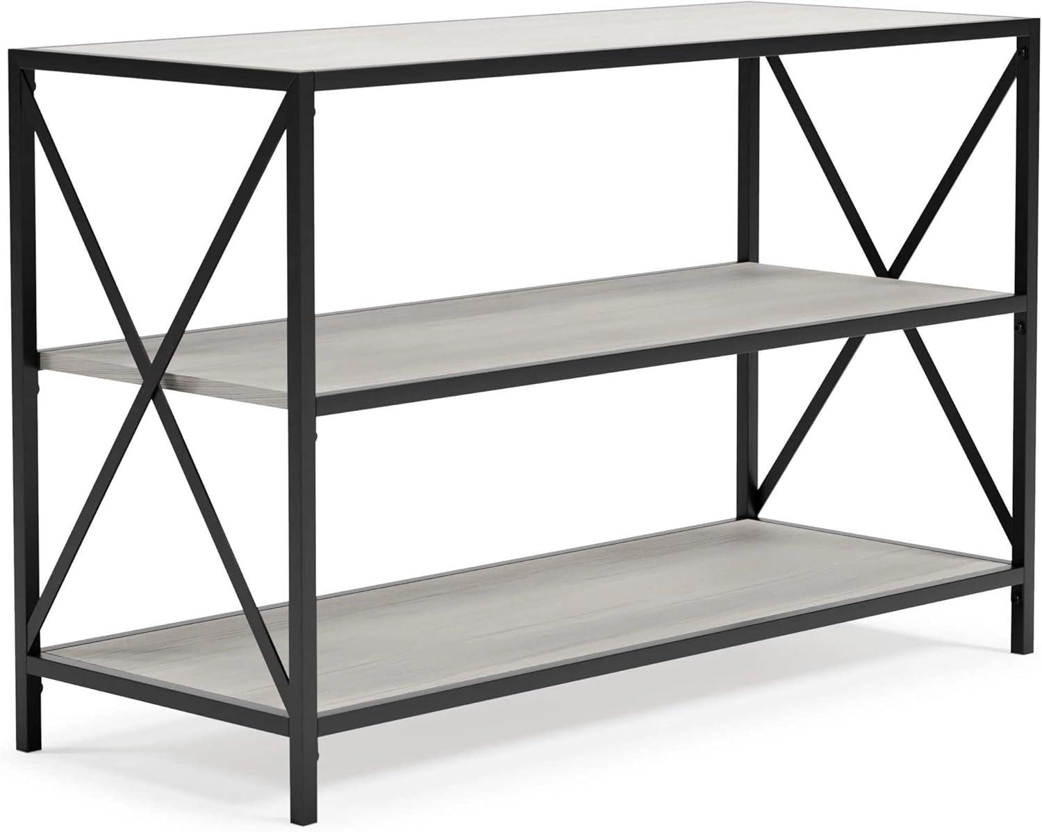 Transitional Urban Farmhouse 42'' White & Black Adjustable Bookcase