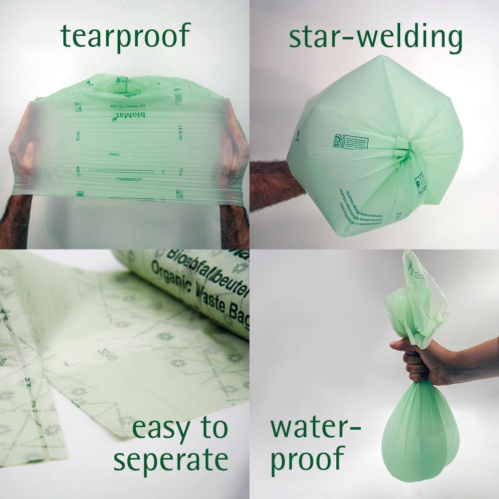 bioMat 1.2 Gallon Compostable Bags, 150 Count, Tear Resistant & Leak Proof