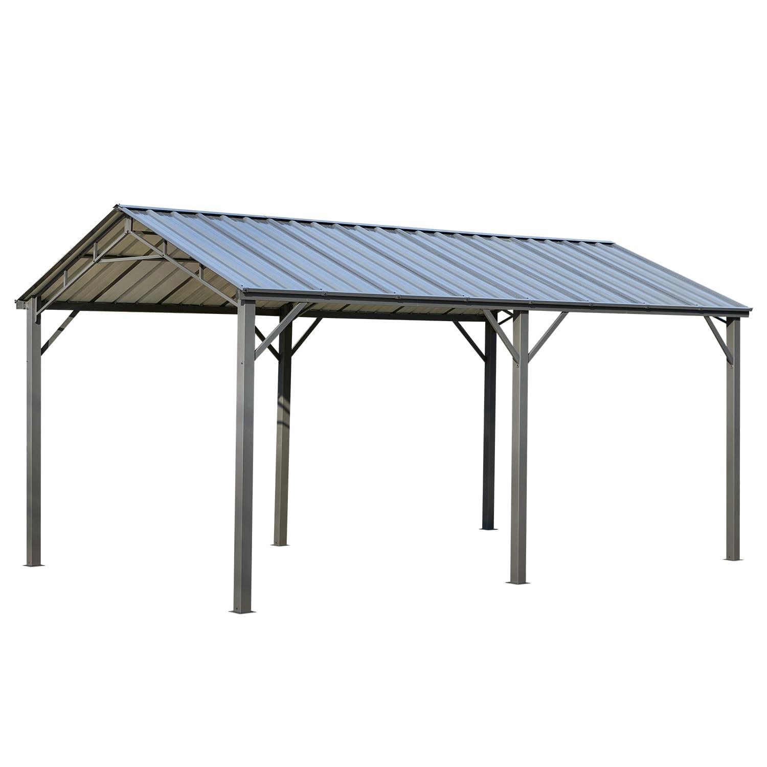 EROMMY 10 Ft. W x 15 Ft. D Carport with Galvanized Steel Roof & Reviews | Wayfair
