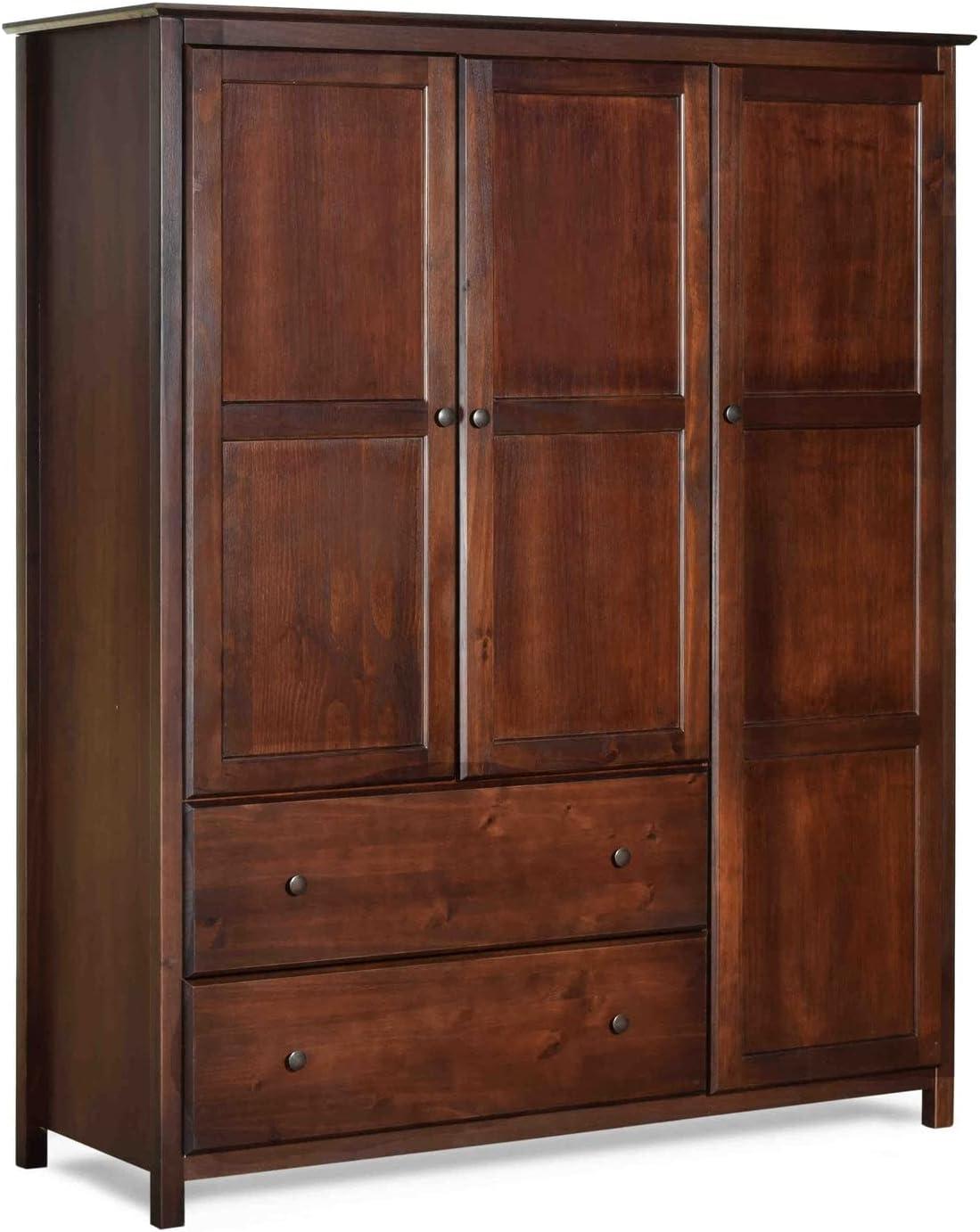 Shaker Cherry Solid Wood 3-Door Wardrobe Armoire