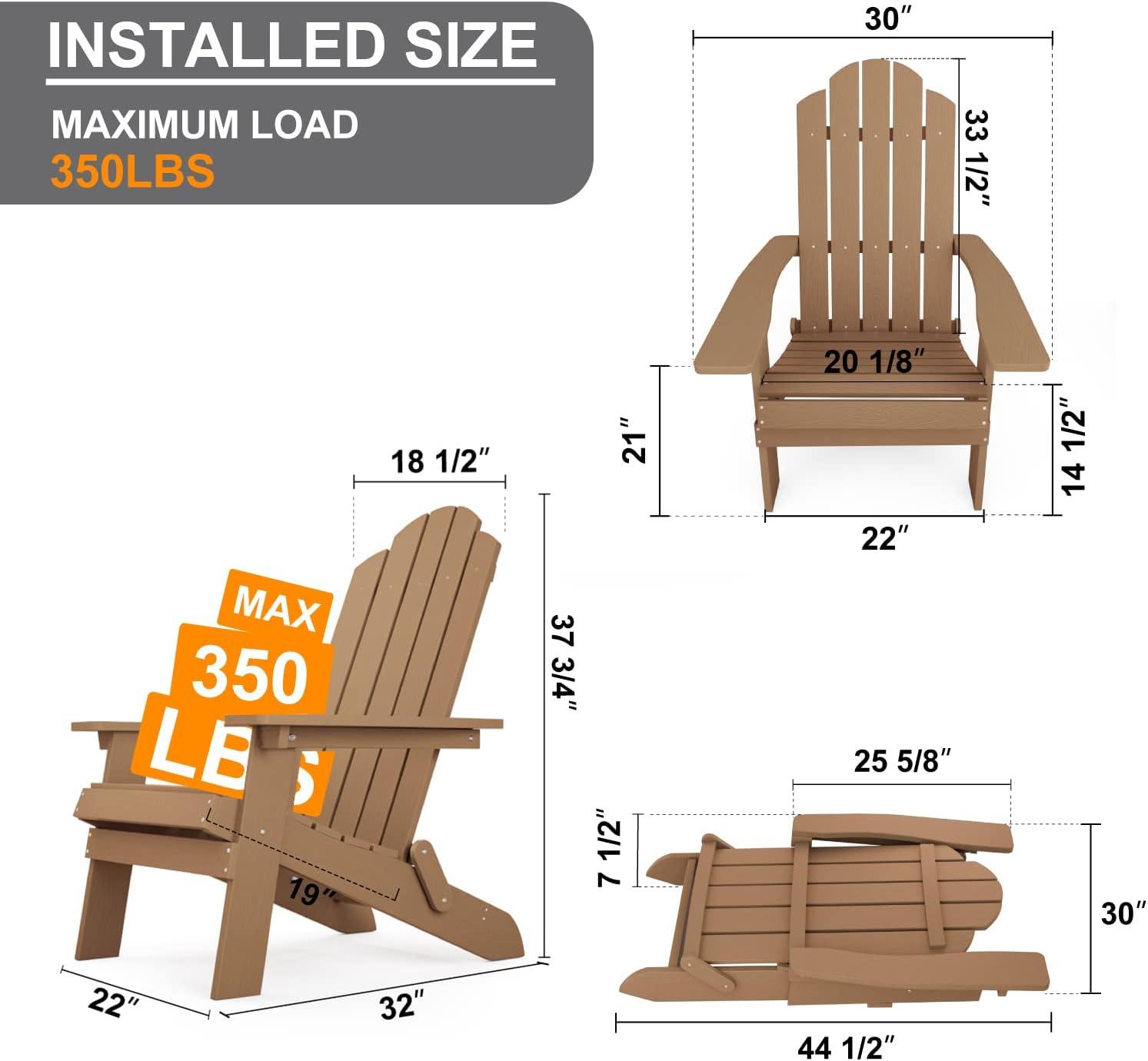 Outdoor Plastic Folding Adirondack Chair For All Weather (Set Of 4) (Set of 4)