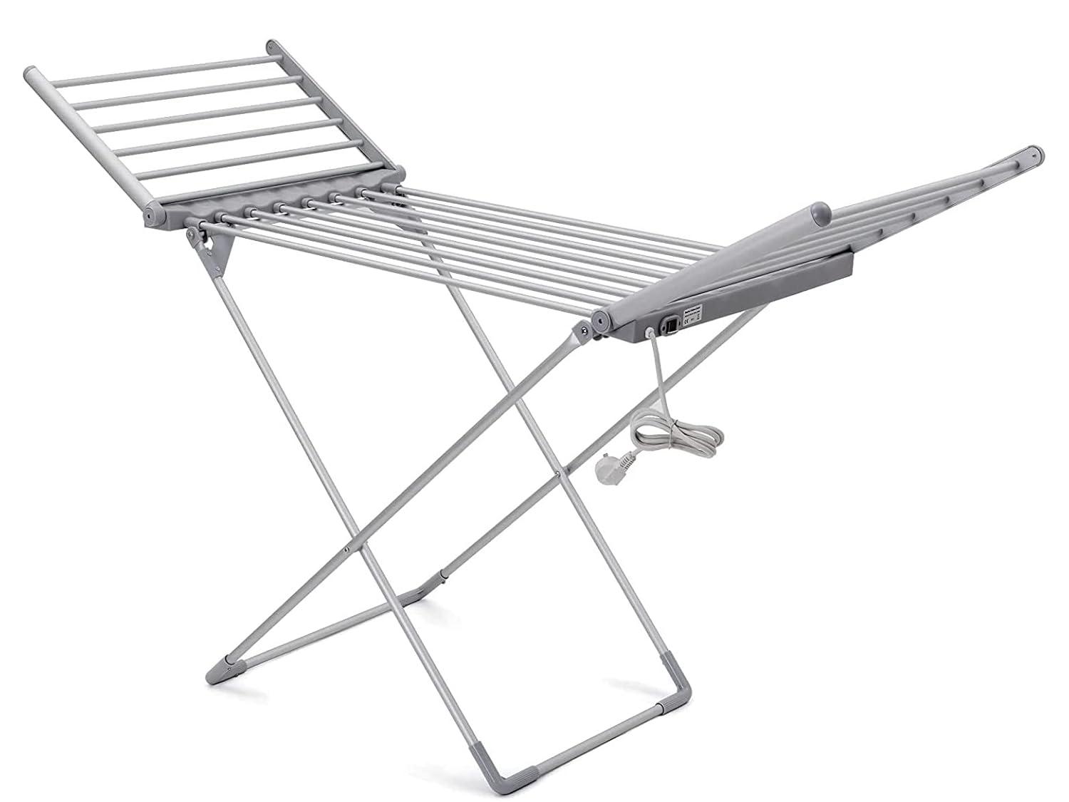 Heated Clothes Drying Rack, Folding Electric Clothes Drying Rack, Collapsible Laundry Drying Rack, Free-Standing Heating Garment Dryer Towel Rail Space Saving for Home Indoor/Outdoor