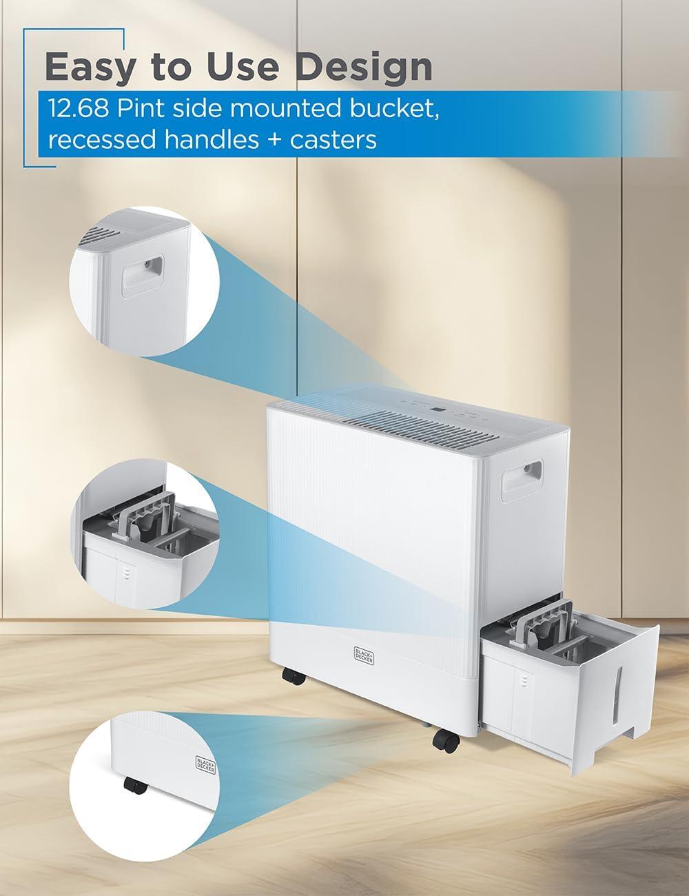 BLACK+DECKER Dehumidifier for Large Spaces and Basements Energy Star Certified White