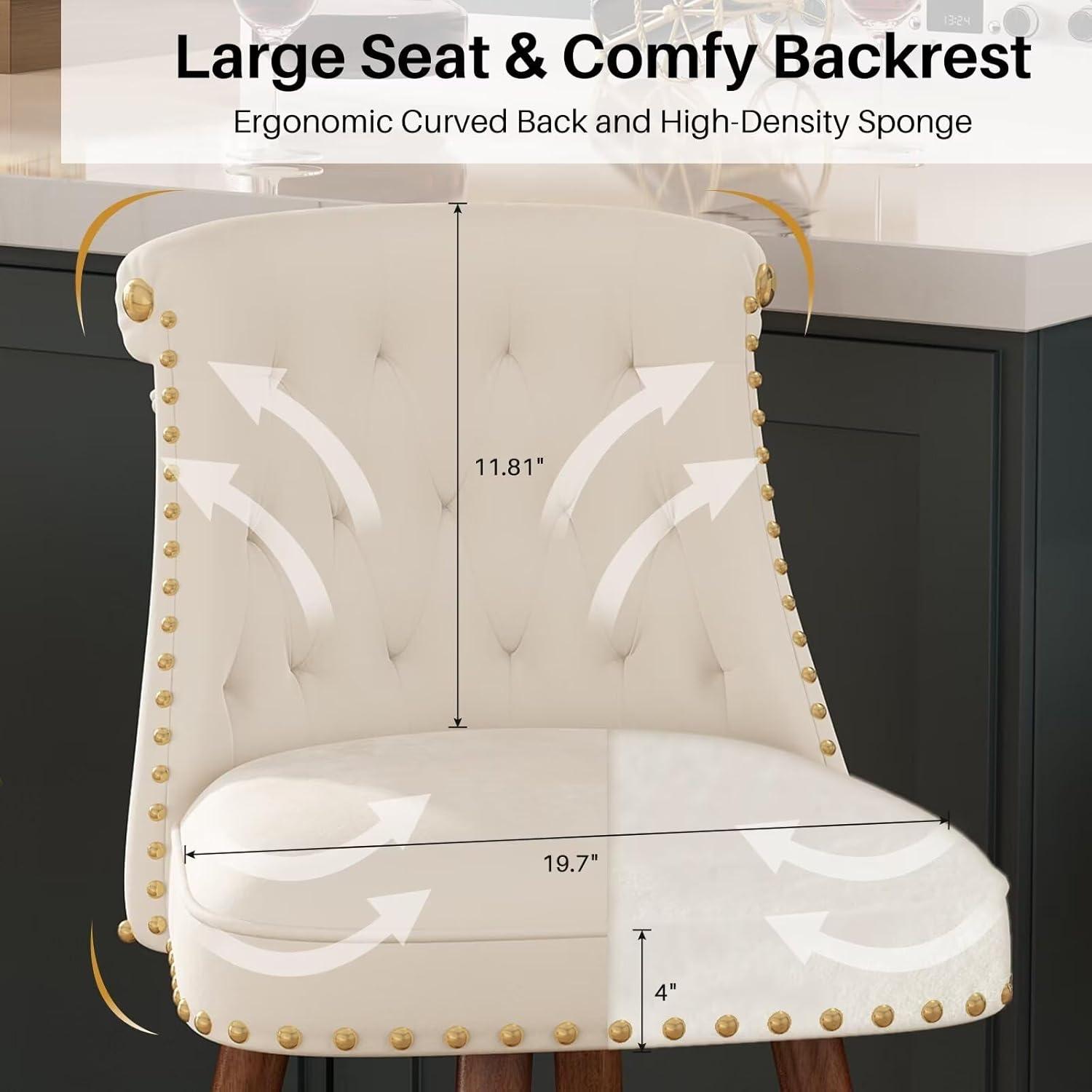 Everly Quinn Claymont Swivel 24 inch Counter Height Stools  (Set of 2) Upholstered Bar Stools with Back