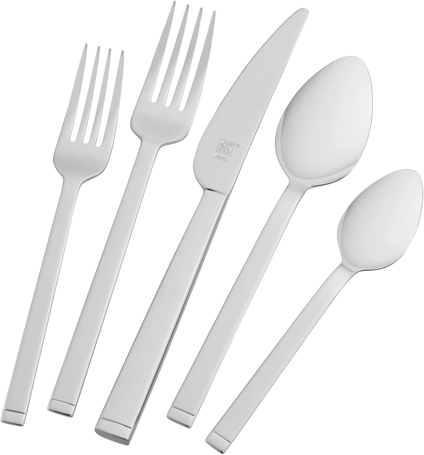 Squared 45-Piece Polished Stainless Steel Flatware Set