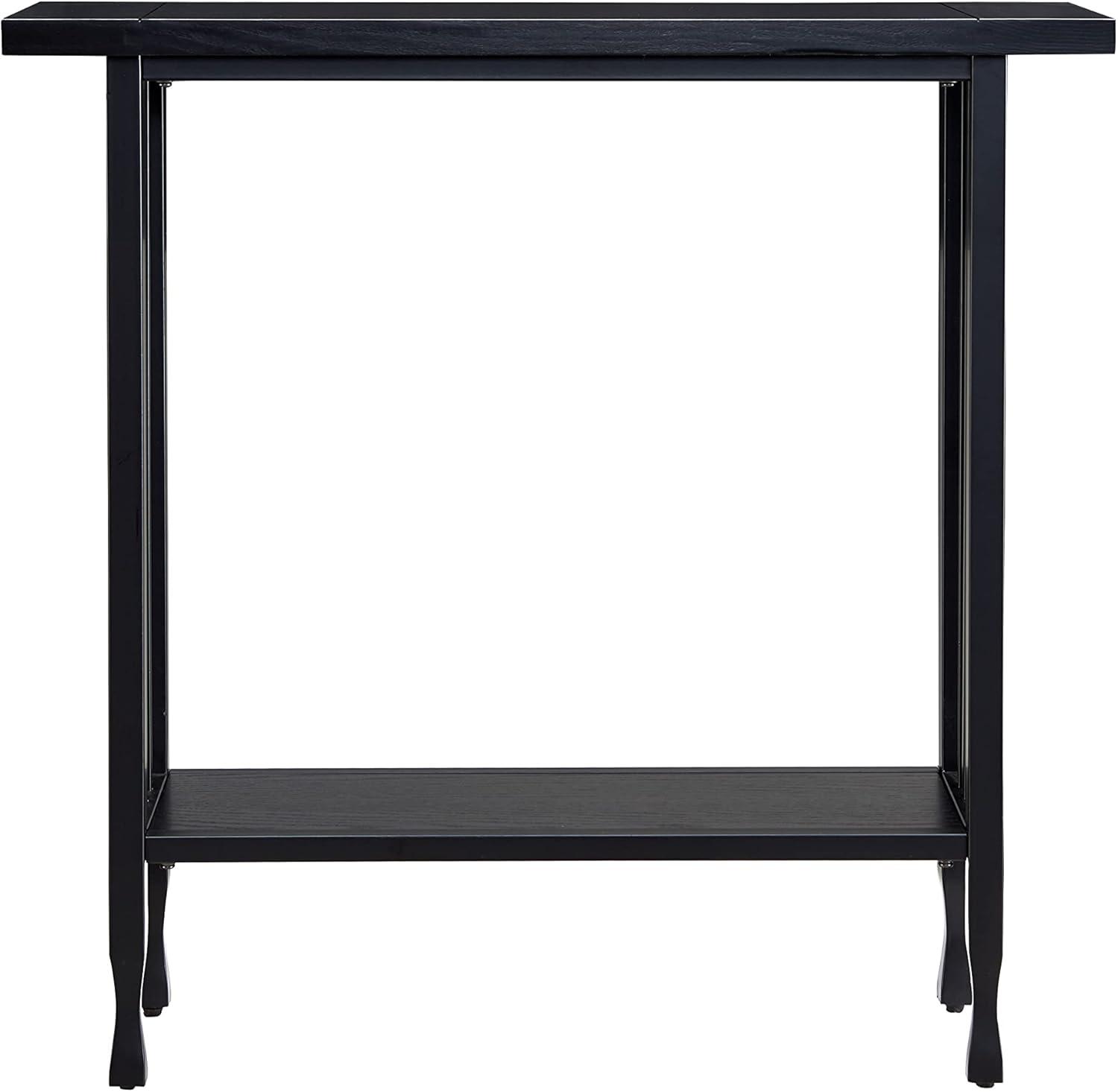 Leick Home 11232-BK Ironcraft Rustic Console Table, Black Wash