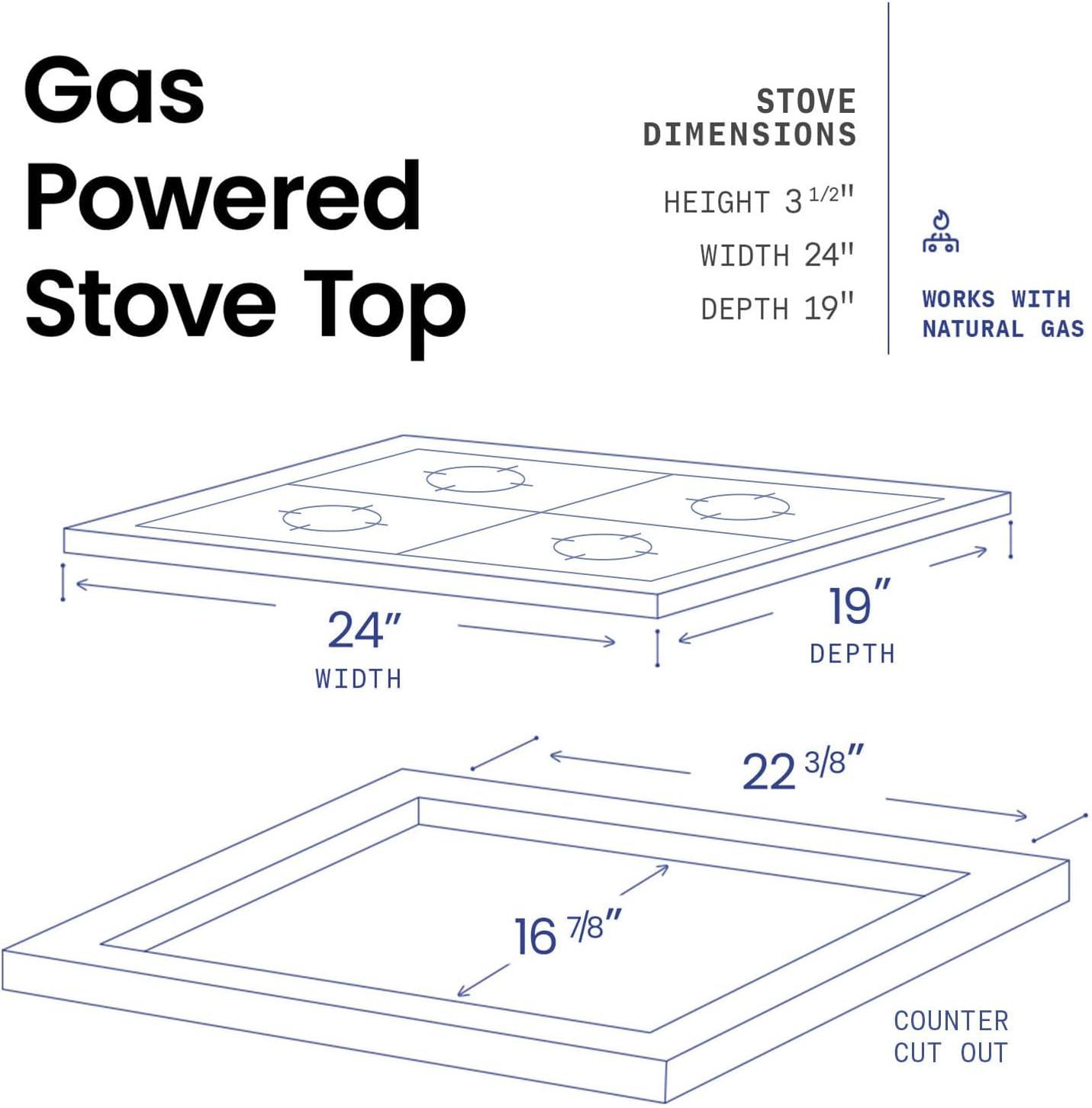 24-Inch Stainless Steel 4-Burner Gas Cooktop