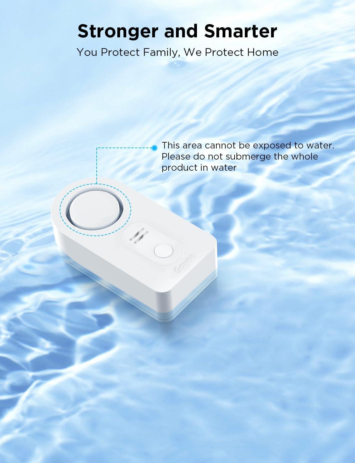 White Smart WiFi Water Leak Detector with Adjustable Alarm