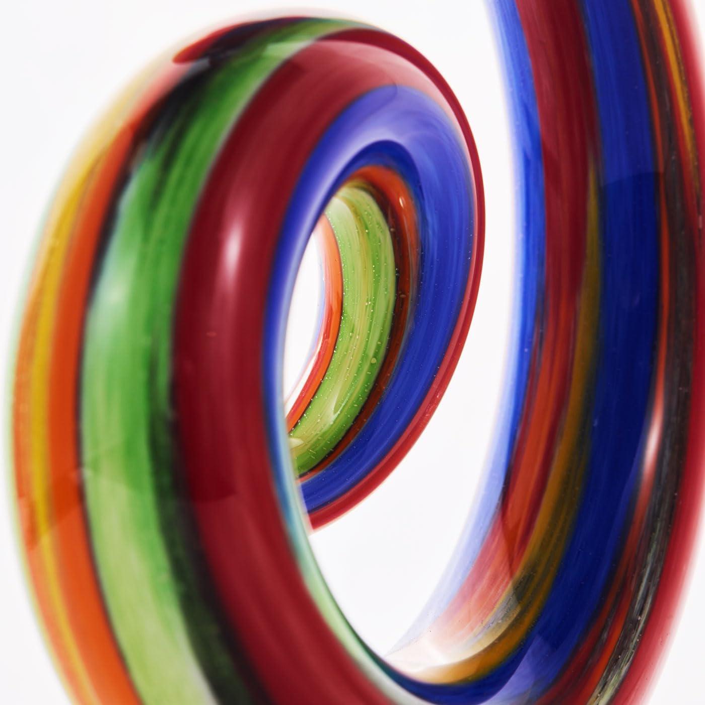 Luxury Lane Hand Blown Abstract Rainbow Swirl Sommerso Art Glass Sculpture Multicolored 9.5"H