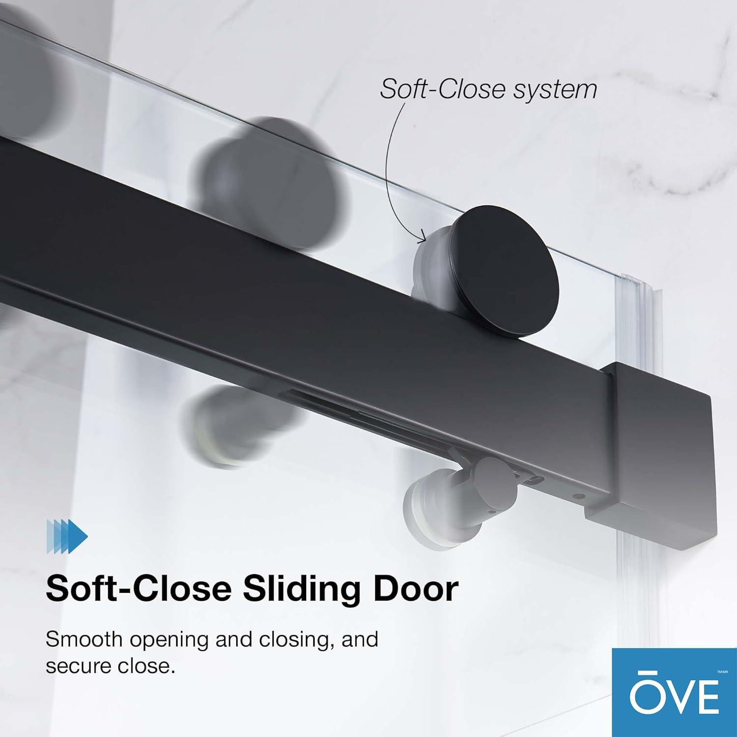 OVE Decors Bel Soft Close Black 72-in x 78.75-in Frameless Sliding Soft Close Shower Door