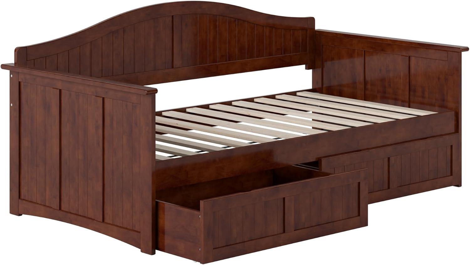 AFI Nantucket Twin Wood Daybed with Set of 2 Drawers in Walnut