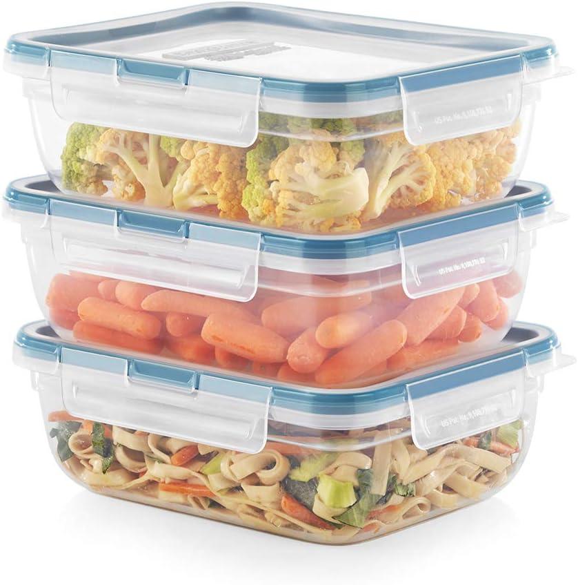 6-Piece Clear Plastic Meal Prep Containers with Blue Lids