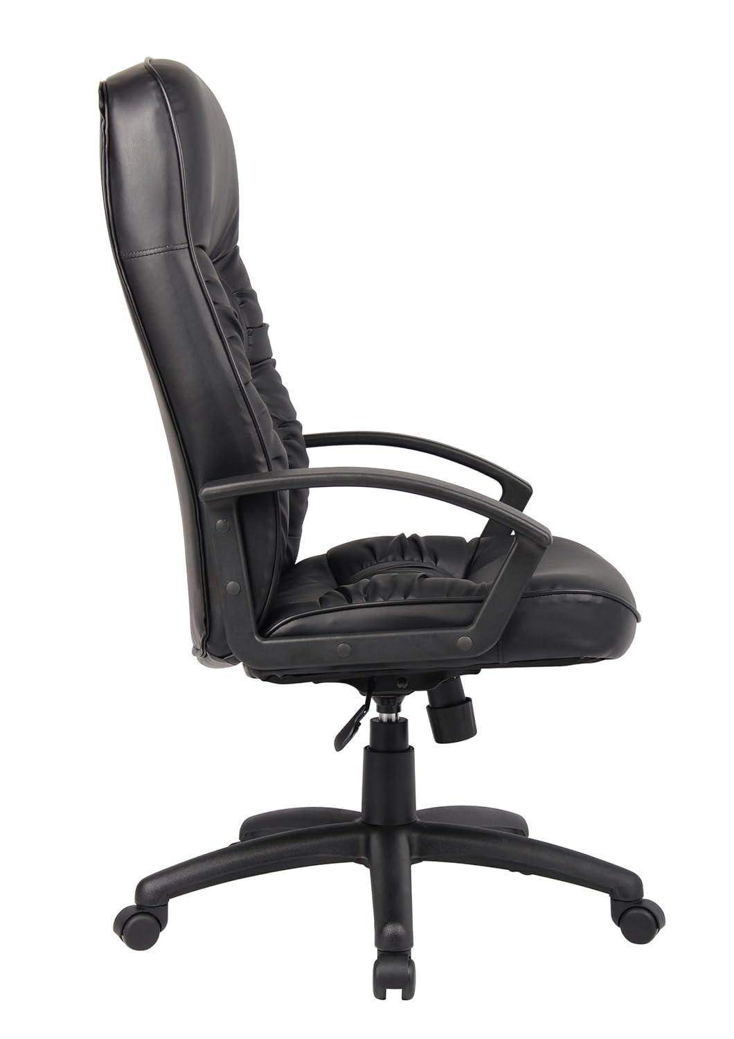 High Back LeatherPlus Chair Black - Boss Office Products: Ergonomic, Adjustable, Swivel, Casters/Wheels