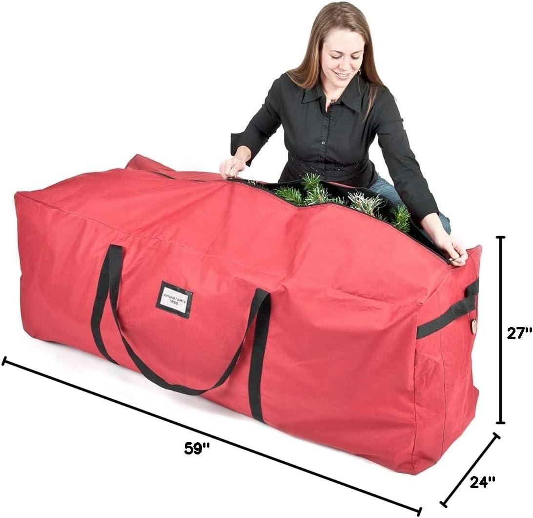 Santa's Bag 6'-9' Extra Large Tree Storage Bag: TreeKeeper, Polyester, Built-In Handles, Christmas Tree Storage, Red