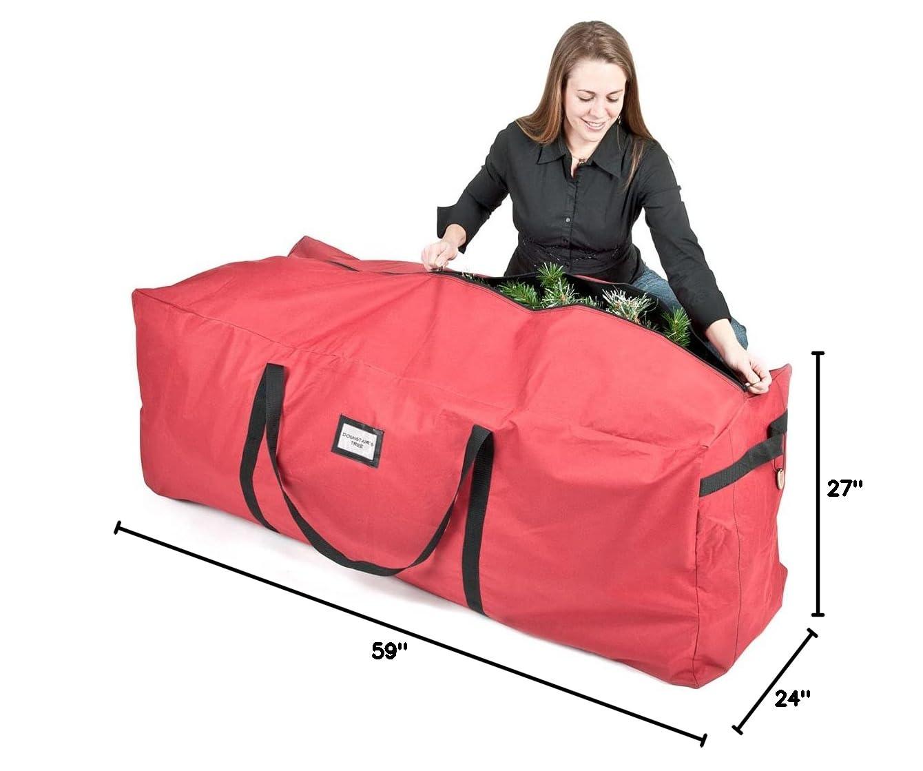 Santa's Bag 6'-9' Extra Large Tree Storage Bag: TreeKeeper, Polyester, Built-In Handles, Christmas Tree Storage, Red