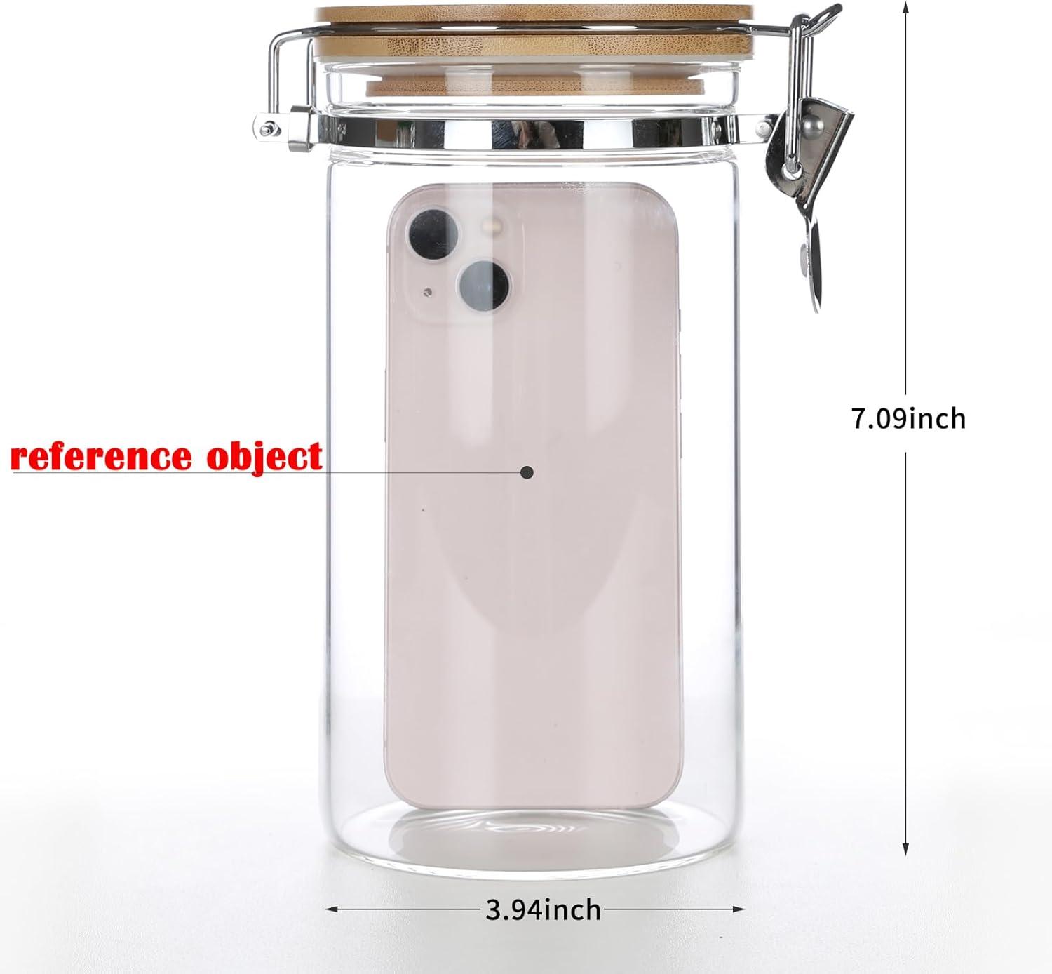 KKC Glass Food Storage Jar Canister, Coffee Bean Container With Airtight Lid,Coffee Bean Container,Sealed Jar, 40 Fluid-oz