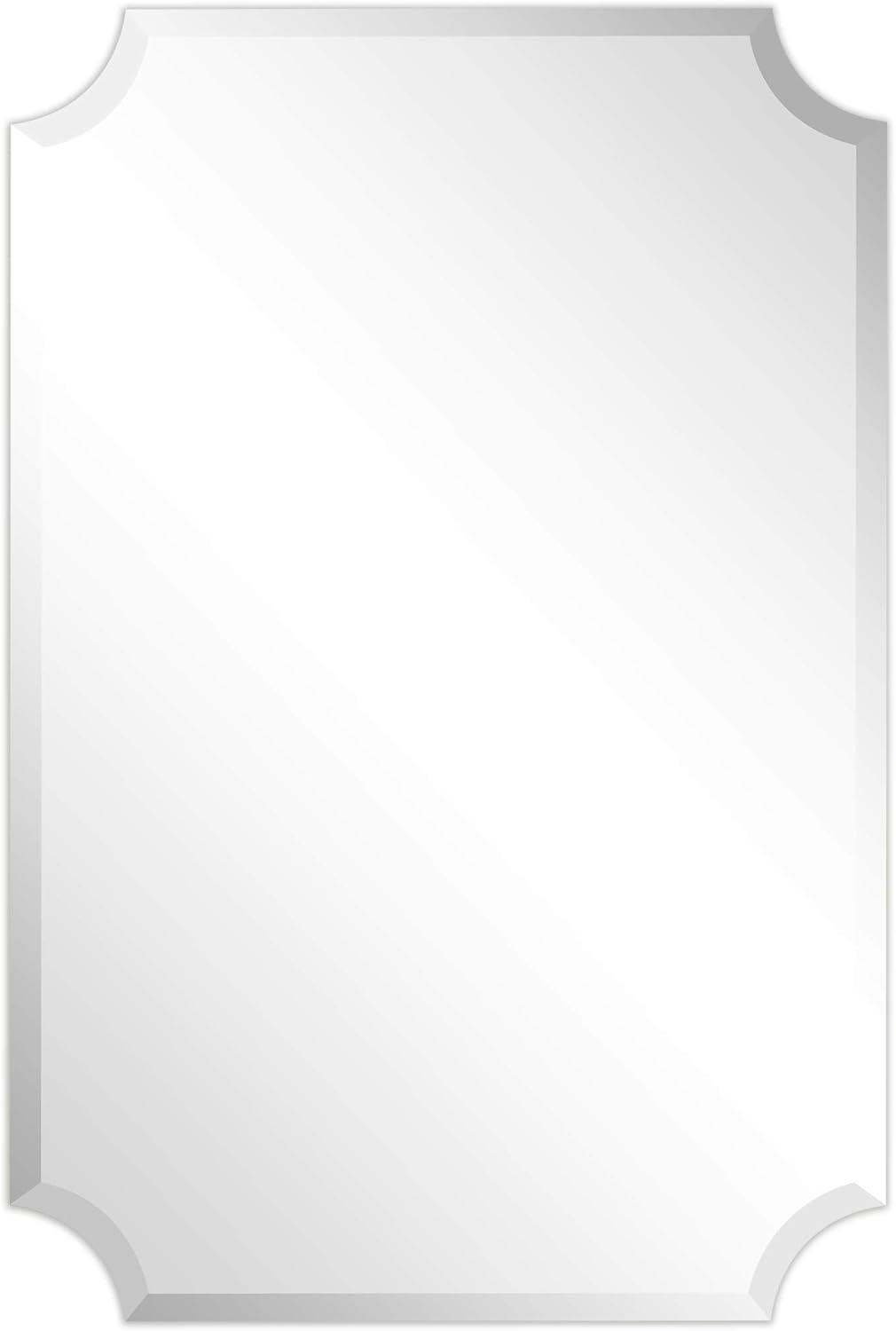 Empire Art Direct Frameless Rectangle Scalloped Beveled Wall Mirror - Clear 24 in. x 0.39 in. x 36 in.