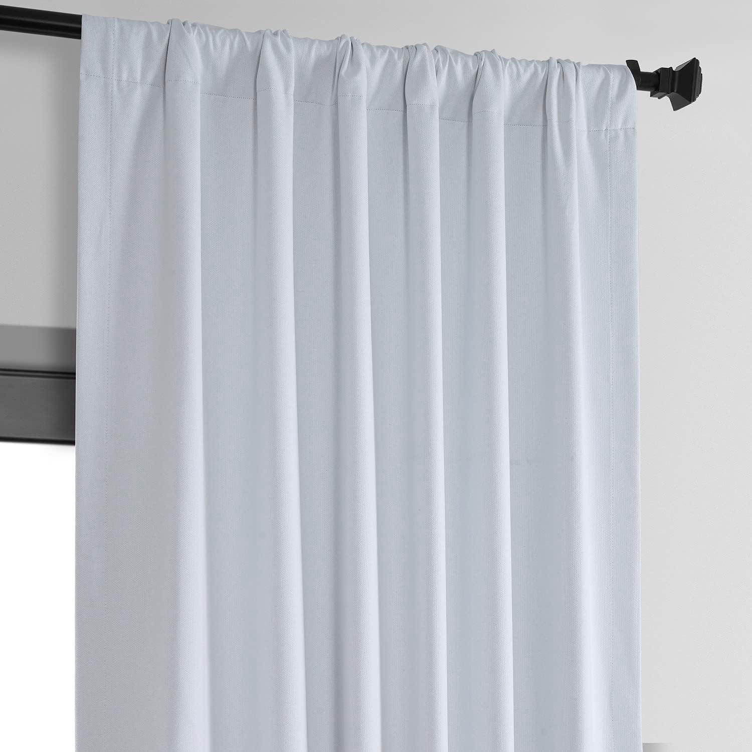 Exclusive Fabrics  Vintage Thermal Cross Linen Weave Blackout Curtains (1 Panel) White 50 X 84 84 Inches