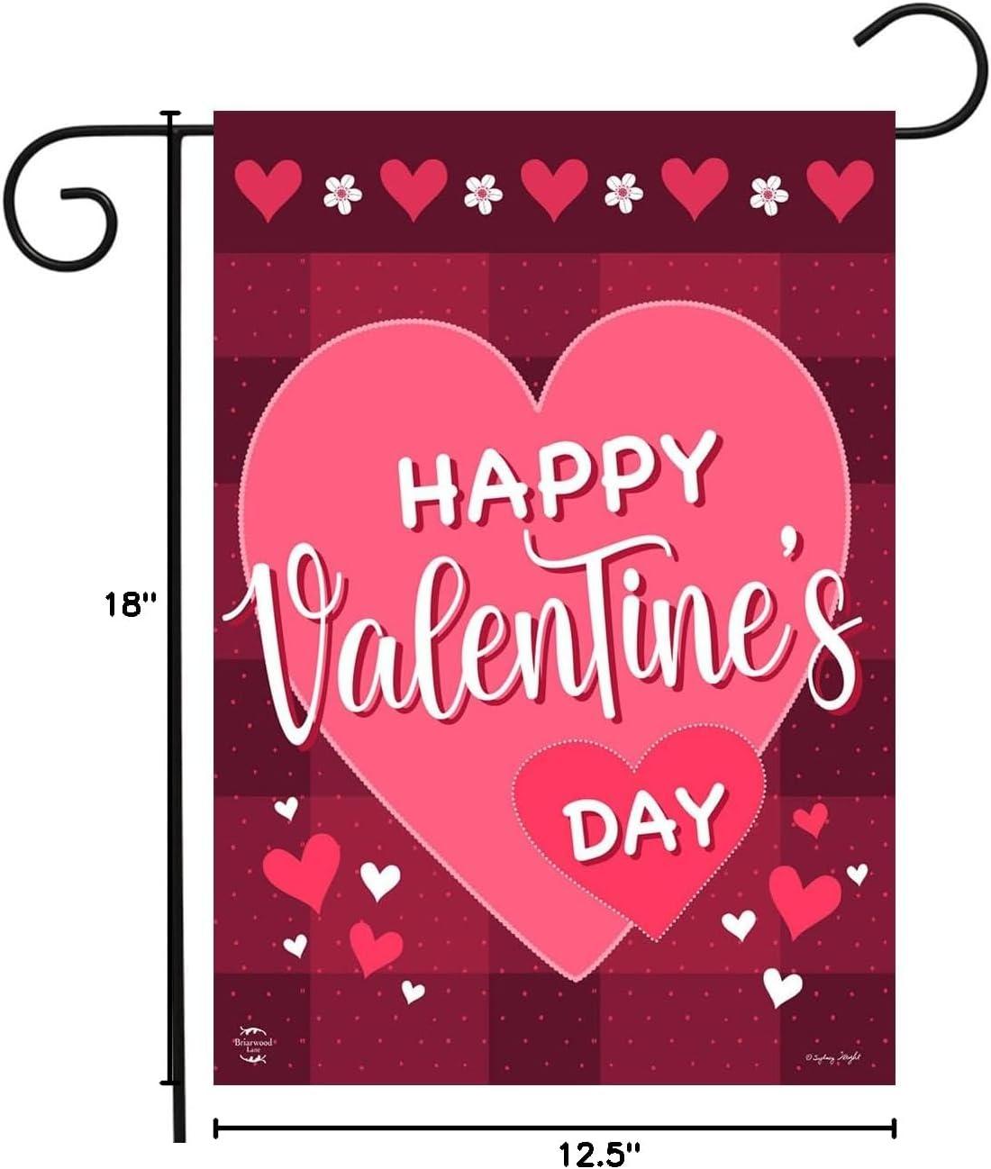 Briarwood Lane Double Sided Garden Flag 18x12.5 For Outdoor Happy Valentine's Day Garden Flag Flag For Valentine's Garden Flag Flags For Outside