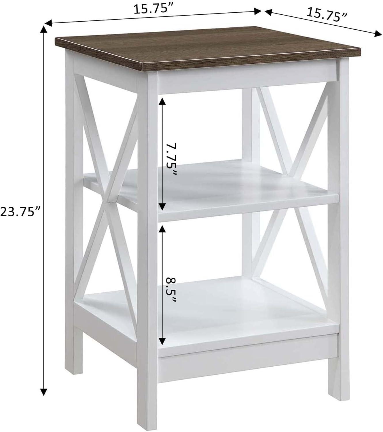 Xavier End Table with Open Shelves Driftwood/White