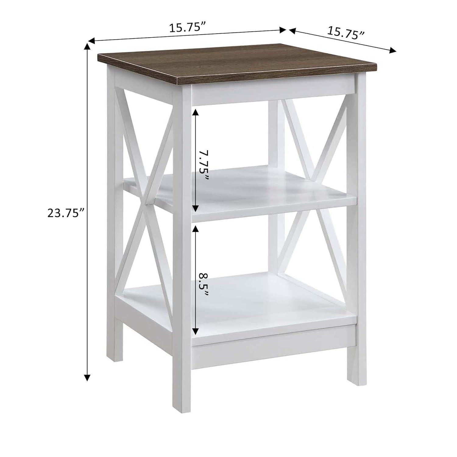 Xavier End Table with Open Shelves Driftwood/White