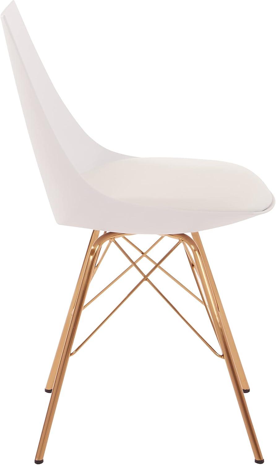 OSP Home Furnishings Oakley Chair in White Faux Leather with Gold Chrome Base