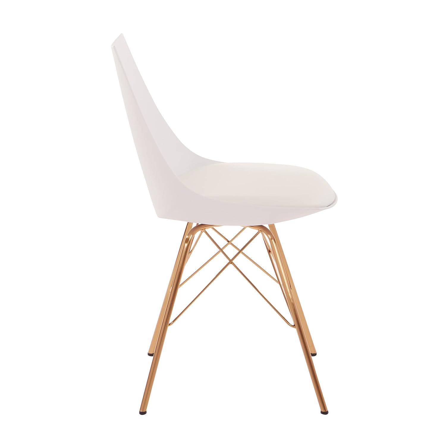 OSP Home Furnishings Oakley Chair White : Polyurethane Upholstery, Metal Legs, Armless Design, 200 lbs Capacity
