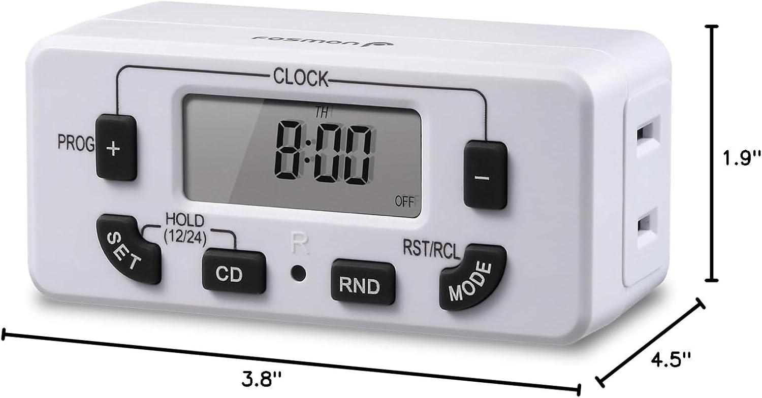 Fosmon Timer for Outlet, [ELT Listed] Light Timer for Lamps Indoor, Timer Outlet For Electrical, Programmable with 10 Program