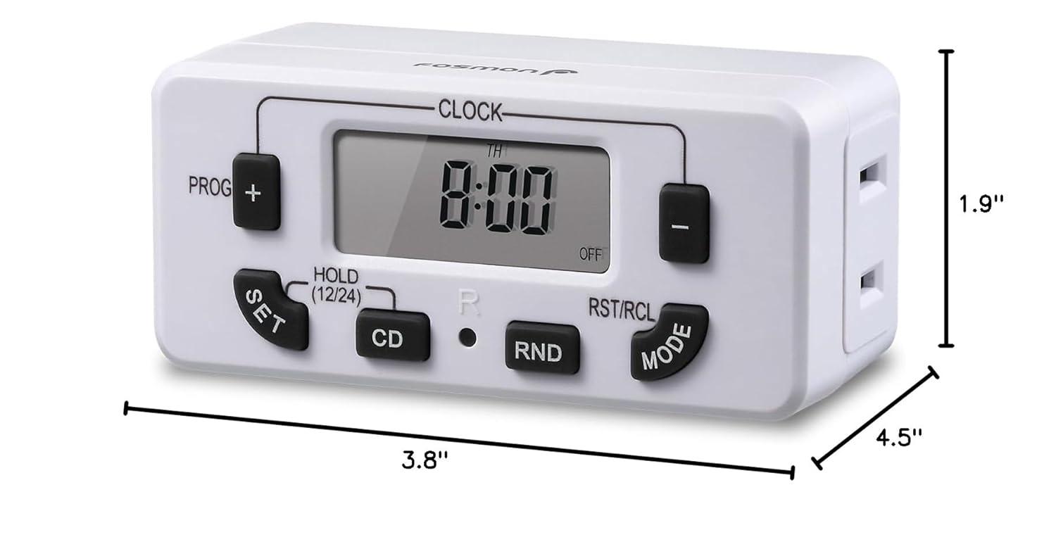 White Digital Programmable Timer with Dual Outlets