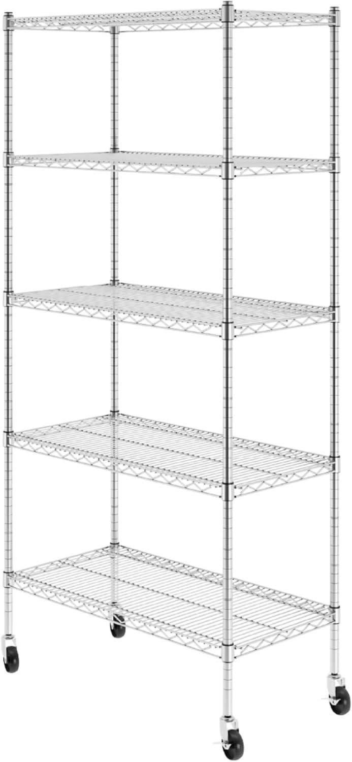 36'' W Metal Height -Adjustable Shelving Unit with Wheels