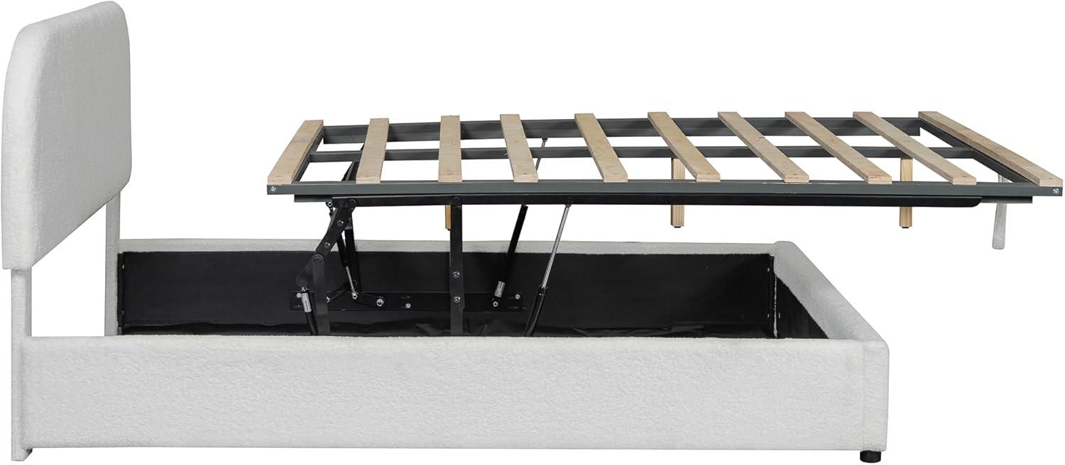 17 Stories Teddy Fleece Full  Size Upholstered Platform Bed with Hydraulic Storage System, White