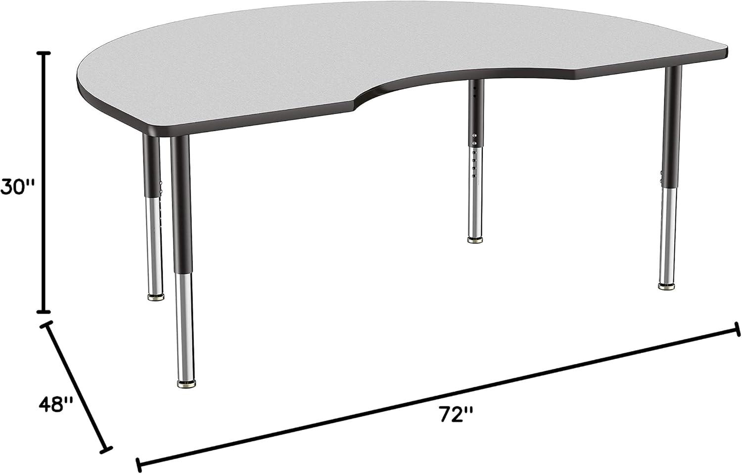 48" x 72" Kidney T-Mold Activity Table with Adjustable Legs