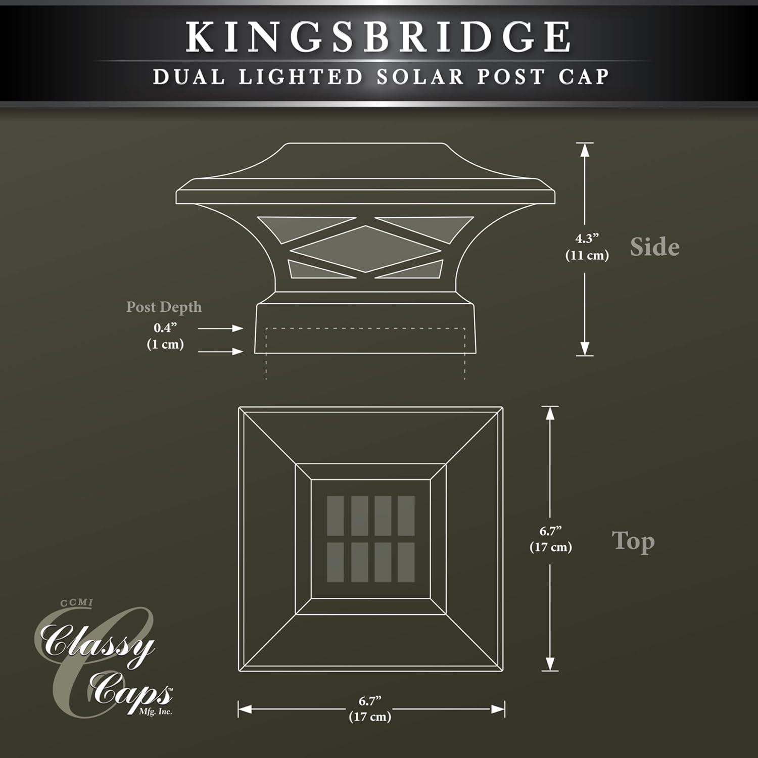 Kingsbridge Dual Lighted Solar Post Cap, Black