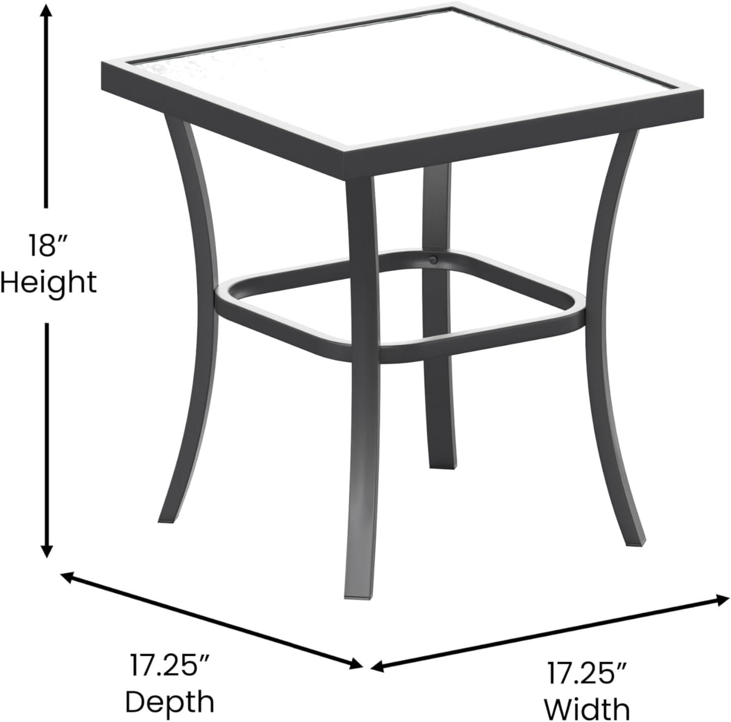 Flash Furniture Brazos 3 Piece Outdoor Rocking Chair Bistro Set with Flex Comfort Material and Steel Framed Glass Top Table, Brown/Black