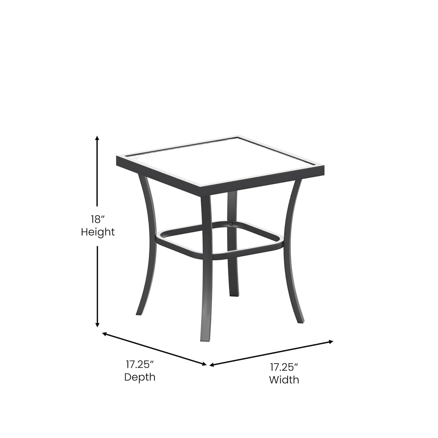 Flash Furniture Brazos 3 Piece Outdoor Rocking Chair Bistro Set with Flex Comfort Material and Steel Framed Glass Top Table, Brown/Black