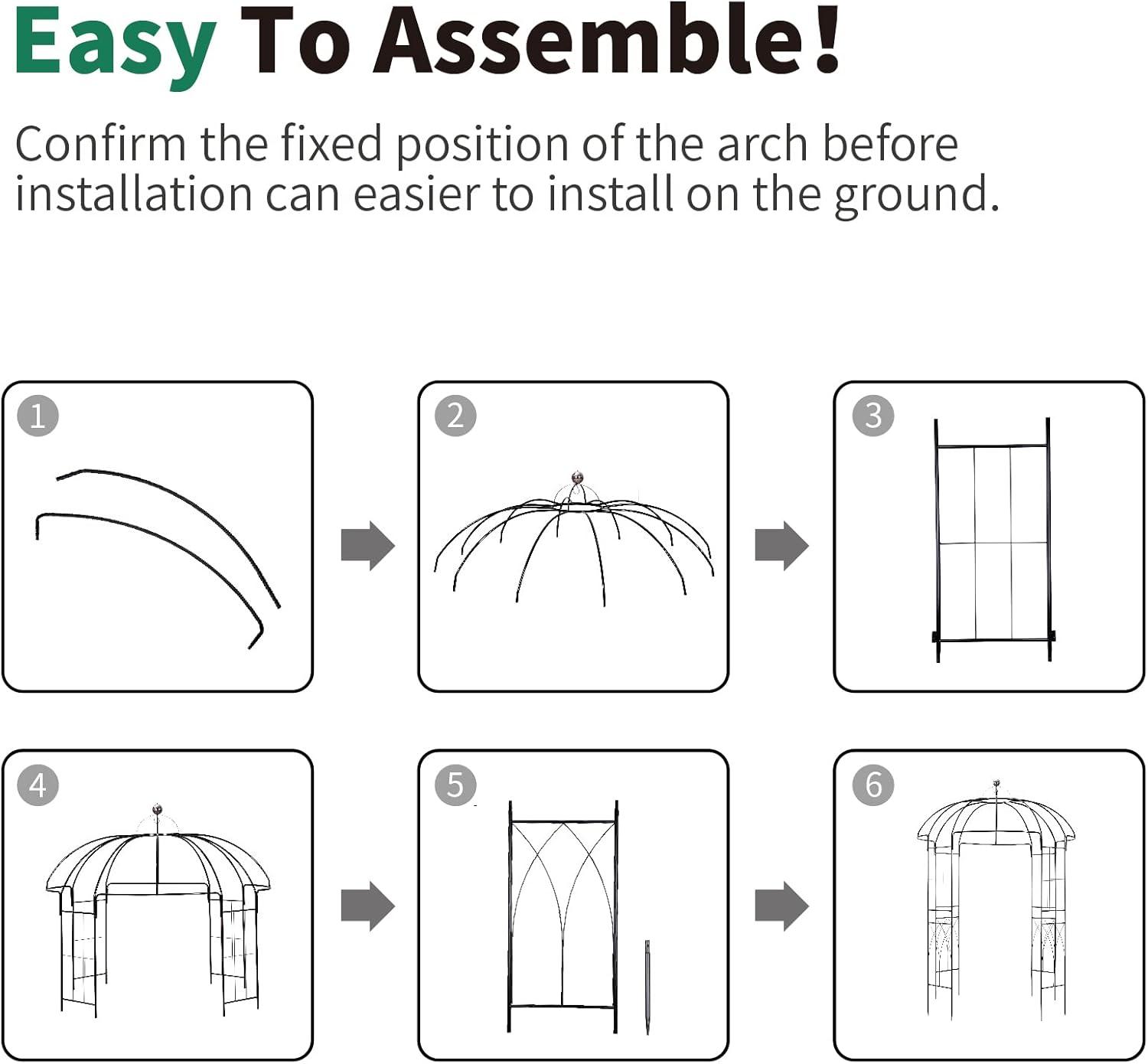 SCENDOR Garden Arches Arbors 9' High x 6.8' Wide Durable Metal Gazebo and Trellis for Outdoor Garden, Perfect for Climbing Plants, Weddings, and Ceremonies, 32 lb