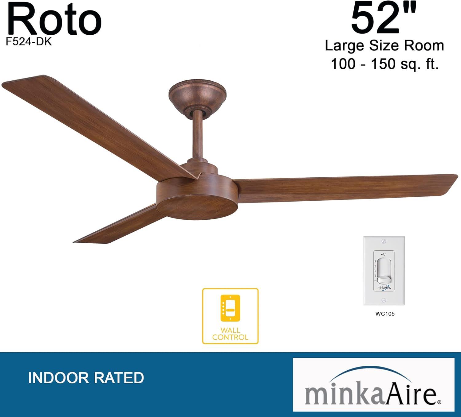 52" Roto 3 - Blade Propeller Ceiling Fan with Wall Control