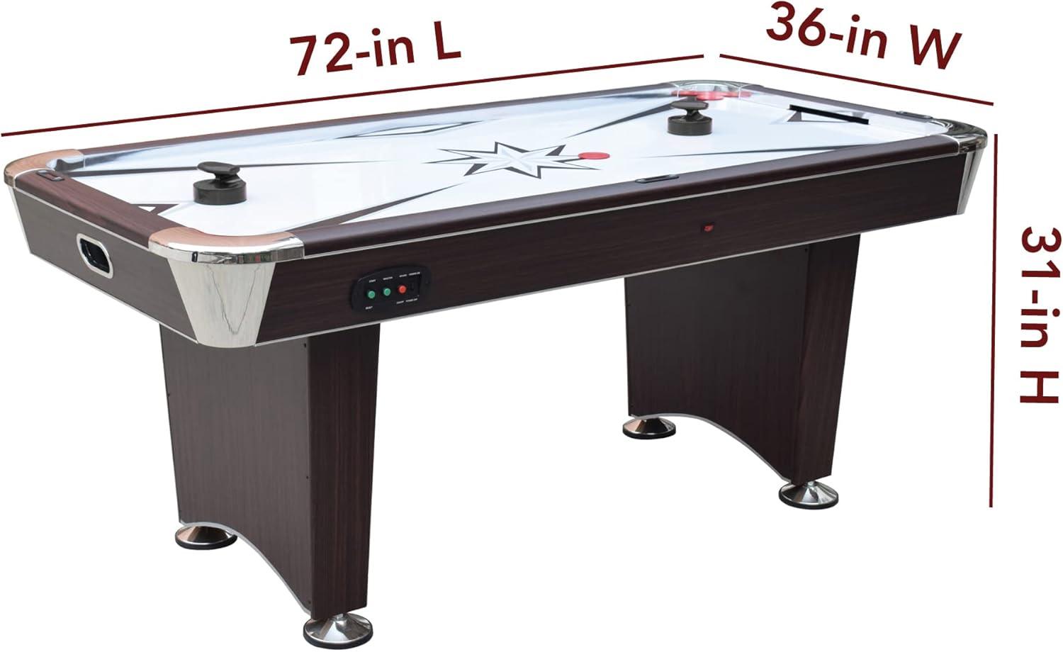 Hathaway Midtown II 6 Ft Air Hockey Table for Family Game Room - With LED Scoring, High-Powered Blower, Pedestal Legs, Strikers & Pucks - Dark Cherry Finish